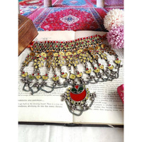 Afghani real glass necklace choker jewelry, Boho Tribal necklace, Indian Handmade glass jewelry, ethnic wear, designer wedding partywear