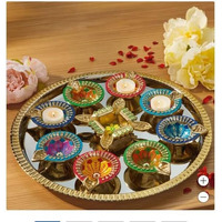 Diwali Casted Aluminum & Steel Diya 10 Piece Set