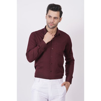MEN SULL SLEEVE COTTON BROWN SHIRT WITH CHEST POCKET