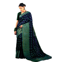 MAHATI Linen Silk Sarees with Stitched Blouse (Size: M)
