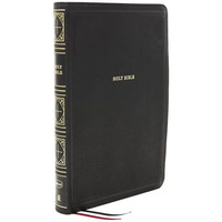 NKJV Holy Bible, Giant Print Thinline Bible, Black Leathersoft, Red Letter, Comf [Leather / fine bindi]