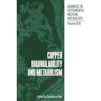 Copper Bioavailability and Metabolism [Paperback]