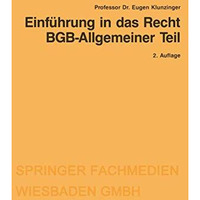 Einf?hrung in das Recht BGB-Allgemeiner Teil [Paperback]