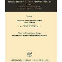 Tafeln zur Harmonischen Analyse der Bewegungen viergliedriger Gelenkgetriebe [Paperback]