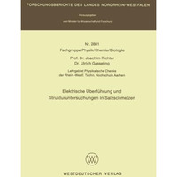 Elektrische ?berf?hrung und Strukturuntersuchungen in Salzschmelzen [Paperback]