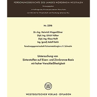 Untersuchung von Sinterstoffen auf Eisen- und Zinnbronze-Basis mit hoher Verschl [Paperback]