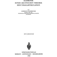 Elemente Einer Akustischen Theorie der Vokalartikulation [Paperback]