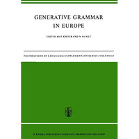 Generative Grammar in Europe [Paperback]