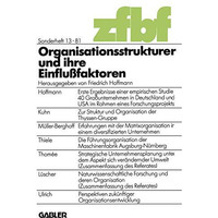 Organisationsstrukturen und ihre Einflu?faktoren [Paperback]