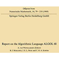 Report of Algorithmic Language ALGOL 68 [Paperback]