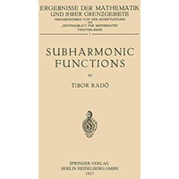 Subharmonic Functions [Paperback]