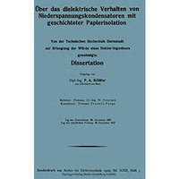 ?ber das dielektrische Verhalten von Niederspannungskondensatoren mit geschichte [Paperback]