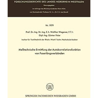 Me?technische Ermittlung der Autokorrelationsfunktion von Faserl?ngsverb?nden [Paperback]