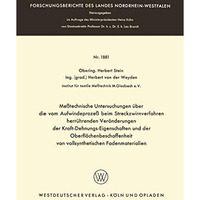 Me?technische Untersuchungen ?ber die vom Aufwindeproze? beim Streckzwirnverfahr [Paperback]