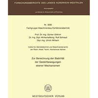 Zur Berechnung der Stabilit?t der Gestellbewegungen ebener Mechanismen [Paperback]