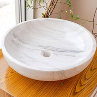 White Marble Counter Top Washbasin / Countertop round natural stone washbasin / Marble counter Basin / Vanity Sink / Marble Round Vessel Sink Polished