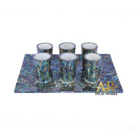 Marble Glass Tray set