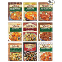 Suhana Spice Mixes -Paneer Butter , Veg Biryani , Paneer Tikka , Shahi Paneer , Kashmiri Dum Aloo , Rajma Masala , Paneer Chilli , Mutter Paneer ix, Shahi Malai Kofta -Combo of 9