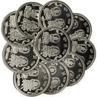 999 Pure Silver Ganesha Lakshmi / Laxmi Ten Gram Coins (Set of Ten Coin)