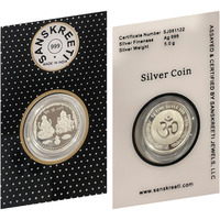 999 Pure Silver Ganesha Lakshmi / Laxmi Five Grams Sealed Coin