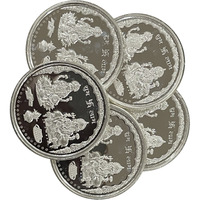 Ganesha Lakshmi/Laxmi Pure Silver (999) 20 Gram Coin (Set of Five Coin)
