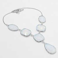 Opalite Necklace 925 Silver Plated Chain Necklace 18 inch  JJ-3603