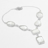 Crystal Quartz Necklace 925 Silver Plated Chain Necklace 18 inch  JJ-3686