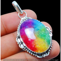 Rainbow Druzy Gemstone Pendant 925 Sterling Silver Pendant Jewelry DP-1205