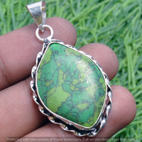 Copper Turquoise Gemstone Handmade Pendant 925 Sterling Silver Jewelry DP-3769