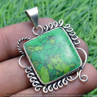 Copper Turquoise Gemstone Handmade Pendant 925 Sterling Silver Jewelry DP-3791