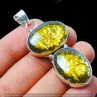 Dichroic Glass Gemstone Handmade Pendant 925 Sterling Silver Jewelry DP-417