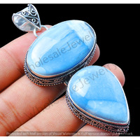 Blue Opal Gemstone Handmade Pendant 925 Sterling Silver Jewelry DP-478