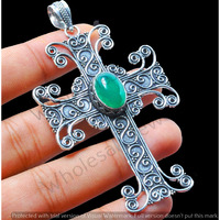 Green Onyx Gemstone Handmade Pendant 925 Sterling Silver Jewelry DP-488