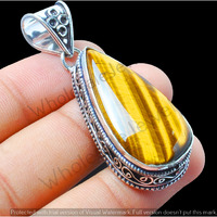 Tiger Eye Gemstone Handmade Pendant 925 Sterling Silver Jewelry DP-546