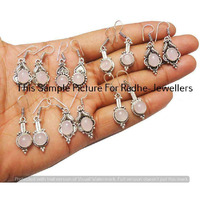 Rose Quartz 10 Pair Wholesale Lots 925 Sterling Silver Earrings Lot-07-259