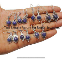 Lapis Lazuli 10 Pair Wholesale Lots 925 Sterling Silver Earrings Lot-07-262