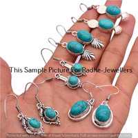 Turquoise 5 Pair Earring Wholesale Lots 925 Sterling Silver Earrings Lot-07-E203