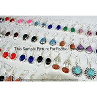 Rose Quartz & Mixed 5 Pair Wholesale Lots 925 Silver Earrings Lot-07-E294