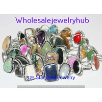 Lapis Lazuli 10 PCS Wholesale Lot 925 Silver Plated Rings SR-03-468