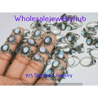 Opalite 5 PCS Wholesale Lot 925 Silver Plated Rings SR-03-180