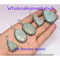 Amazonite 50 PCS Wholesale Lots 925 Sterling Silver Plated Pendant SP-03-1840
