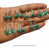 Malachite 100 Pair Wholesale Lots 925 Sterling Silver Plated Earrings SE-03-2199