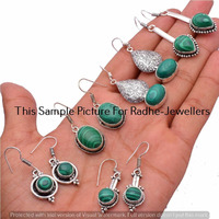 Malachite 40 Pair Wholesale Lots 925 Sterling Silver Plated Earrings SE-03-1589