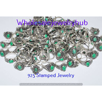 Malachite 10 pcs Wholesale Lot 925 Sterling Silver Rings RL-07-292