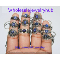 Lapis Lazuli 10 pcs Wholesale Lot 925 Sterling Silver Rings RL-07-210