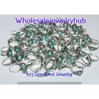 Turquoise 10 pcs Wholesale Lot 925 Sterling Silver Plated Rings RL-01-294