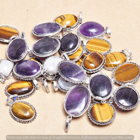 Amethyst & Mixed 25 Piece Wholesale Lot 925 Sterling Silver Pendant NRP-845