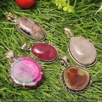 Coral & Mixed 20 Piece Wholesale Lot 925 Sterling Silver Pendant NRP-700