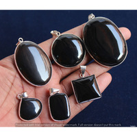 Black Onyx 20 Piece Wholesale Lot 925 Sterling Silver Pendant NRP-624