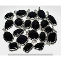 Black Onyx 15 Piece Wholesale Lot 925 Sterling Silver Pendant NRP-420